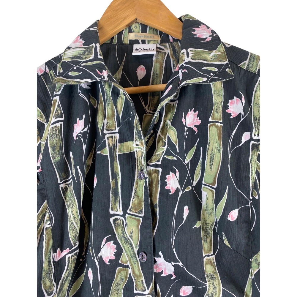 Columbia River Resort s shirt top bamboo black pink green - Picture 3 of 6